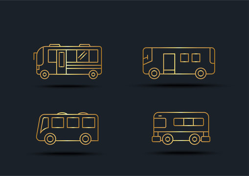Abstract background of Bus sets,transportation,Gold color,vector illustrations