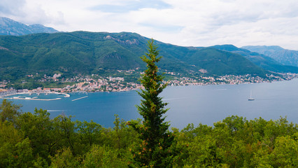 Fototapeta na wymiar The panorama view of bay of Kotor, Montenegro.