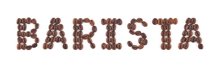 High resolution roasted coffee beans in letters