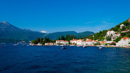 Fototapeta na wymiar Panorama view of Rose Village, Lustica peninsula, Kotor Bay, Montenegro, Europe