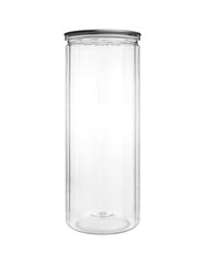 Empty transparent glass jar isolated on white