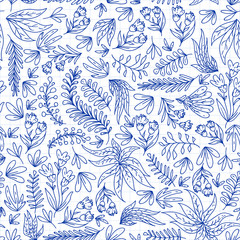 Hand vector drawn floral, leaves elements. Pattern for logo, greeting card, wedding design.