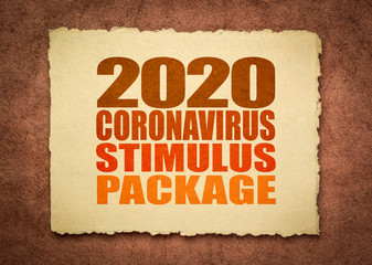 2020 coronavirus stimulus package word abstract