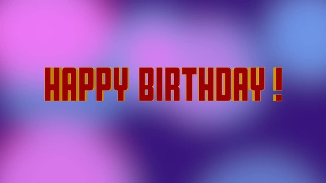 Happy birthday poussi&egrave;res d'&eacute;toiles, rouge dynamique avec &eacute;toiles sur fond rose et violet mouvant