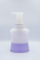 Alcohol gel and sanitizer hand gel cleaners for anti Bacteria and virus on White Background, People using alcohol gel to wash hands to prevent COVID-19 virus