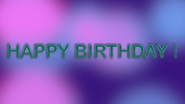 Happy birthday poussi&egrave;res d'&eacute;toiles, dynamique avec &eacute;toiles sur fond rose et violet mouvant