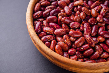 fresh organic natural beans on black background