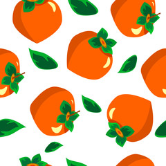 In flat style illustration.  Vector illustration of persimmon on white background. 