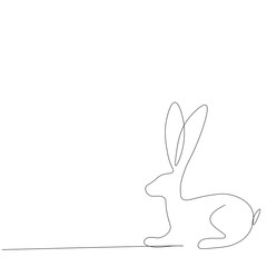 Bunny continuous line drawing. Farm animal silhouette vector illustration