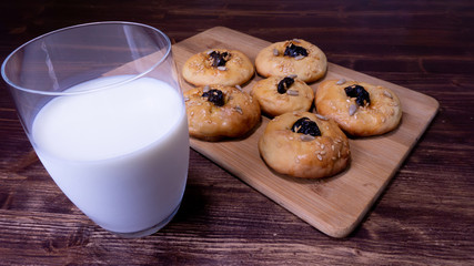 cookies with prunes and milk. delicious Breakfast