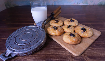cast iron waffle iron on the kitchen table