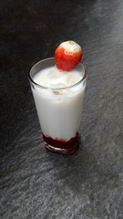 milk with strawberry jam
