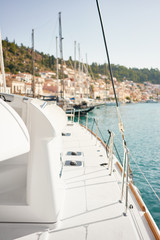 Catamaran in the sea, background. Vacation concept.