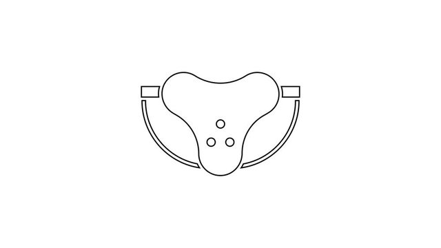 Black line Protective sport jockstrap icon isolated on white background. 4K Video motion graphic animation