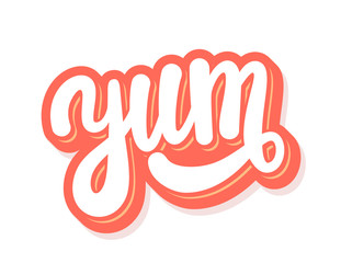 Yum. Yummy word. Vector lettering.