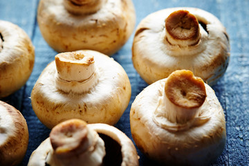 mushrooms on a wooden table