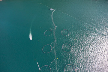 Farm salmon fishing in Norway aerial photography