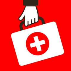 Hand keep virus first aid help kit box icon - 340643904
