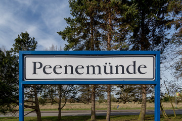 Fototapeta premium sign peenemuende at the train station
