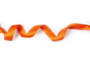 orange satin ribbon isolated on white background