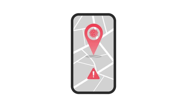 Simple coronavirus app concept animation on a white background