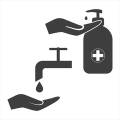 Hand wash gel icon on white background. Hand sanitizer sign and symbol