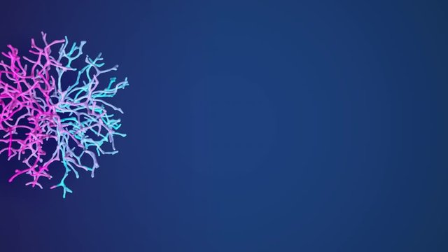abstract organic shape looks like a coral growing in front of camera, beautiful fractal motion design 3D element with copy space on the right