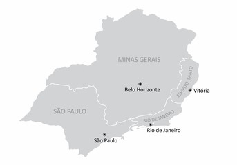 Obraz premium Brazil southeast region map