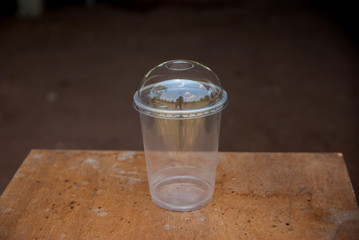 Plastic cup for drinking water, clear white