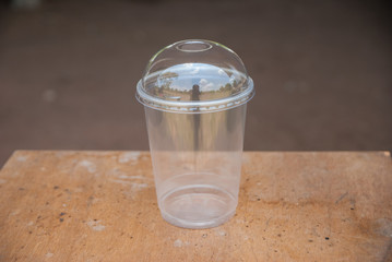 Plastic cup for drinking water, clear white