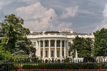 WASHINGTON, DC, USA - August 16, 2018: The White House, south portico and south lawn.