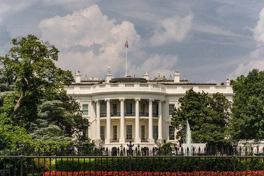 WASHINGTON, DC, USA - August 16, 2018: The White House, South Portico And South Lawn.