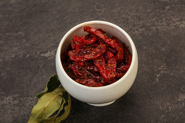 Dry tomato heap in the bowl