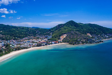 drone view of tropical beach in Thailand