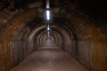 Fototapeta na wymiar June 2019. Military tunnel in Rijeka, Croatia. Now this pedestrian tunnel is popular tourist attraction.