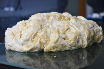 Close up of dough used for home baked bread