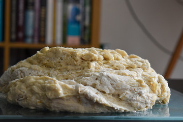 Close up of dough used for home baked bread