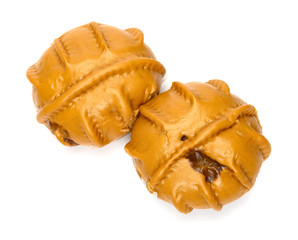 top view buns with walnut inside on a white background