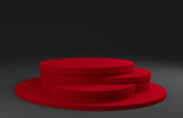 Red podium on an anthracite background