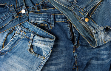 Blue jeans Jeans stacked together, perfect for making a background image.