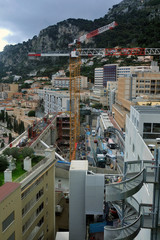 Aerial view of Monaco with construction work