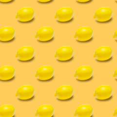 Seamless pattern of lemon on yellow background