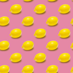 Seamless pattern of lemon on pink background