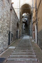 Fototapeta na wymiar Ancient pedestrian road in Perugia city centre