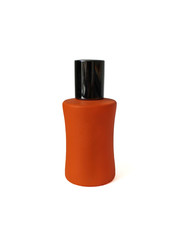 Orange perfume bottle on a white background
