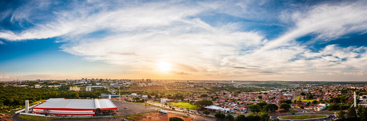Colorful sinset panorama of Bauru, view from Ceasa.