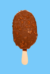 chocolate outer popsicle on blue background