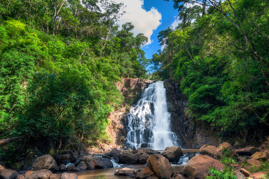Brazil's waterfall at São Paulo State, beautiful waterfall long exposure in nature.
