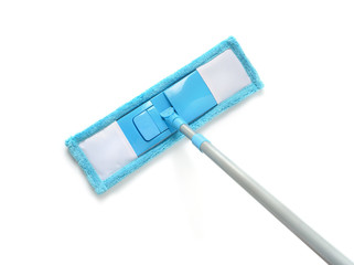 Top view of blue plastic mop