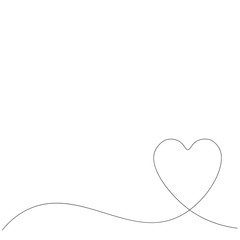 Love heart image line drawing. Vector illustration